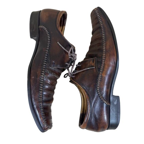 Pilpol Derby Shoes Men’s 7/40 Brown Leather Square Toe Business Formal Dress main image 6